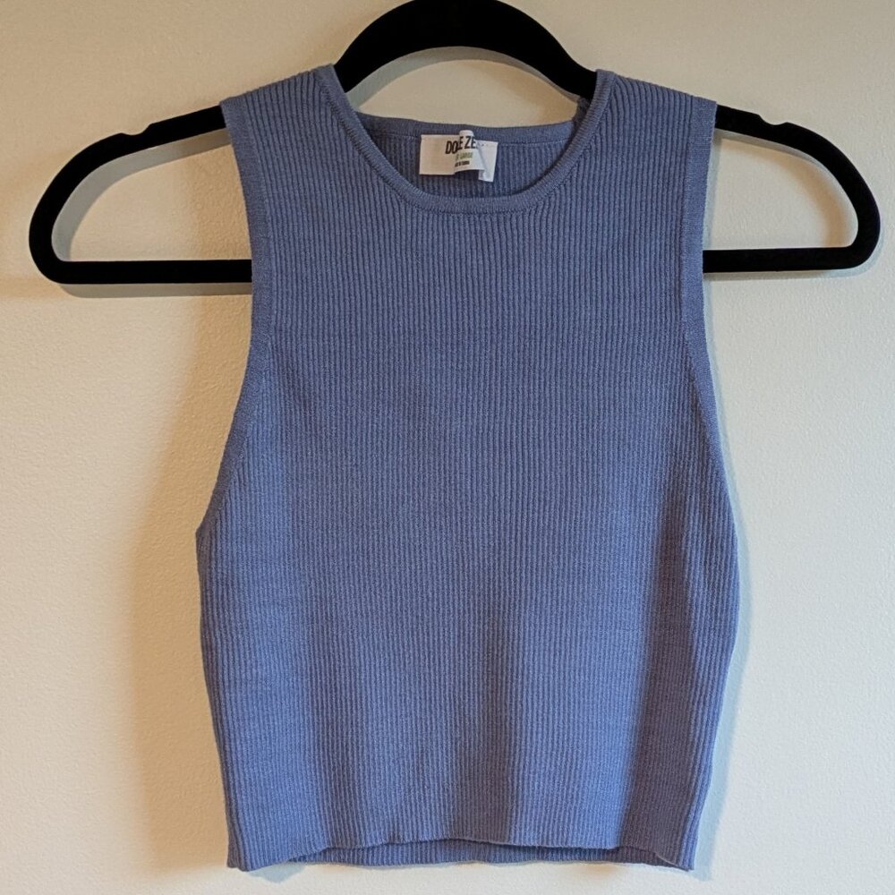 Double Zero Blue Ribbed Tank Top